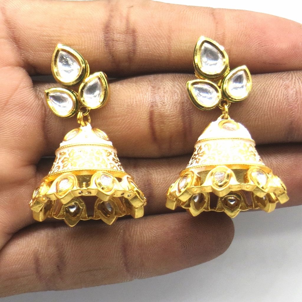 Jewelshingar Jewellery Gold Plating White Colour Earrings For Women ( 48921-acj )