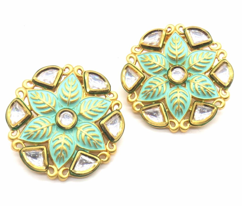 Jewelshingar Jewellery Gold Plating Pista Colour Earrings For Women ( 48944-dce )