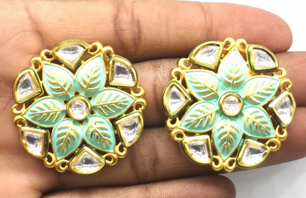 Jewelshingar Jewellery Gold Plating Pista Colour Earrings For Women ( 48944-dce )