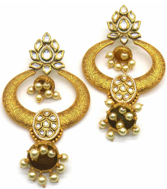 Jewelshingar Jewellery Antique Plating Antique Colour Jhumki Earrings For Women ( 49156-acej )