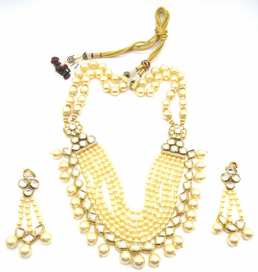 Jewelshingar Jewellery Gold Plated Colour Clear Necklace Set For Women ( 49399-acs )