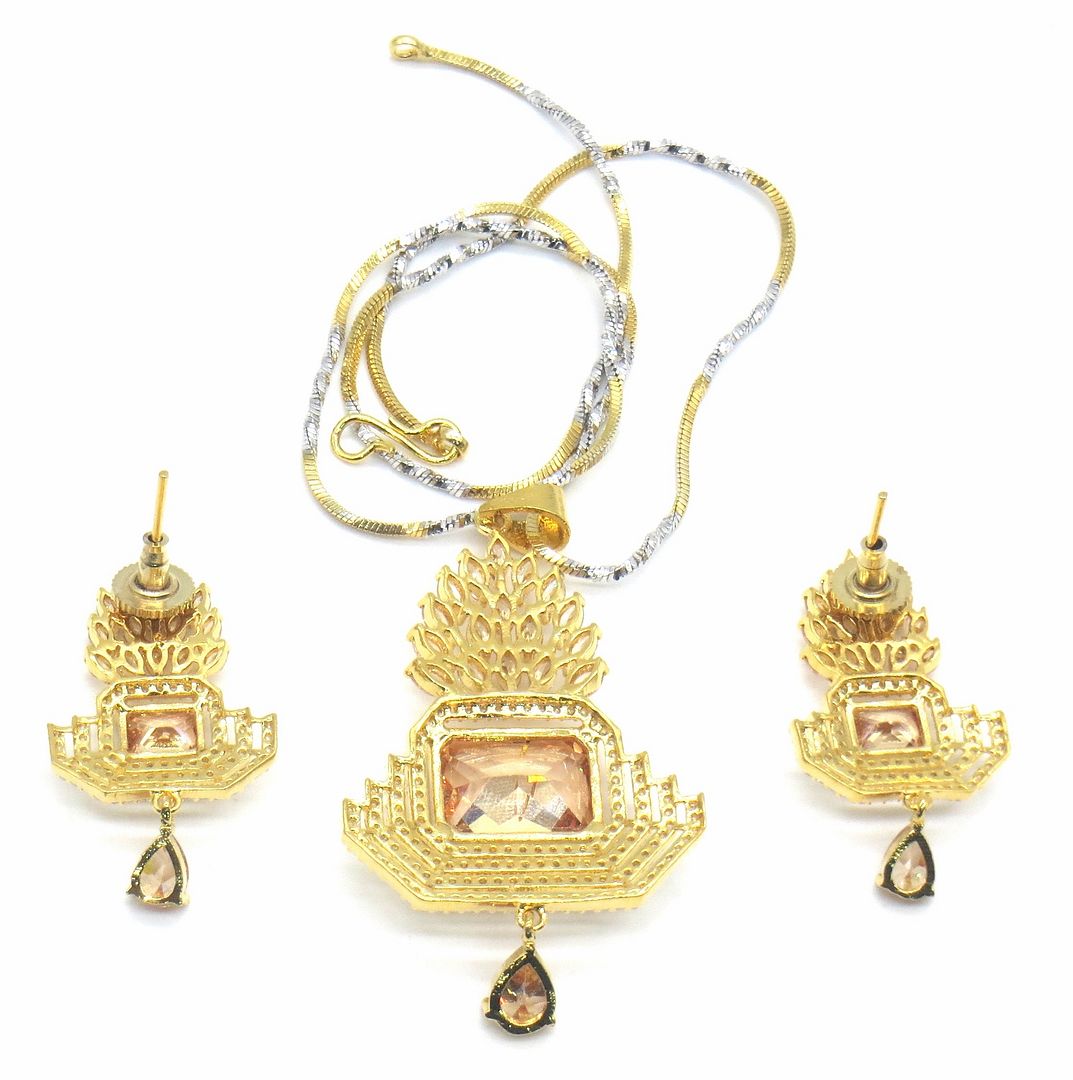 Jewelshingar Jewellery Gold Plated Colour Gold Pendant Set For Women ( 49556-psad )