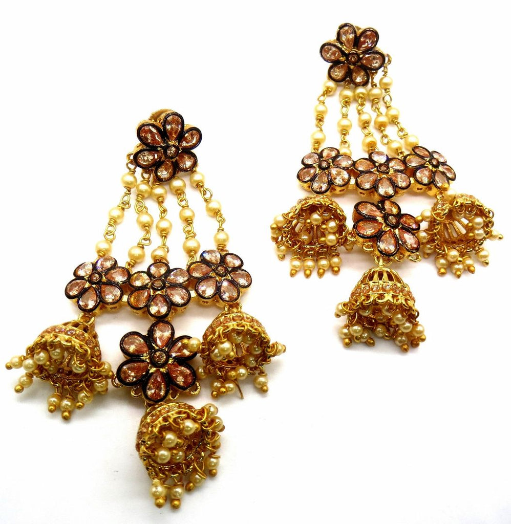 Jewelshingar Jewellery Gold Plating Gold Colour Jhumki Earrings For Women ( 50057-pj )