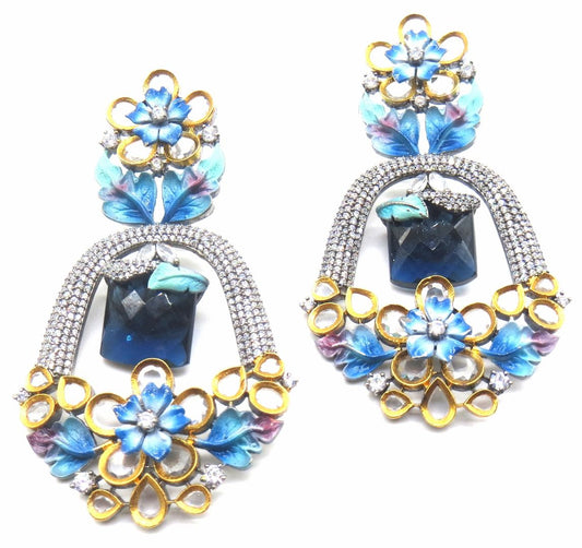 Jewelshingar Jewellery Victorian Plating Firozi Colour Dangle & Drop Earrings For Women ( 50140-dce )