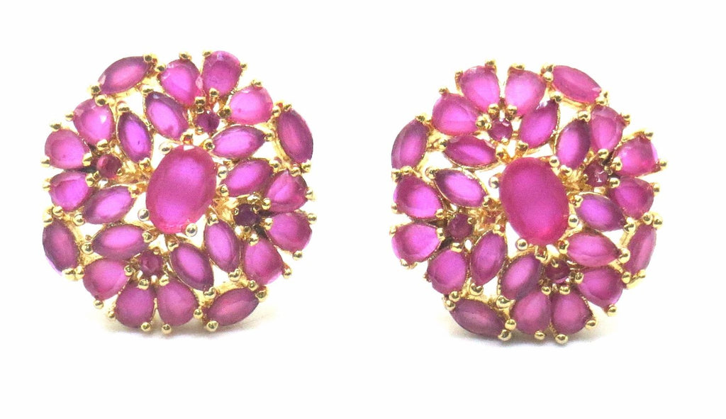 Jewelshingar Jewellery Gold Plating Ruby Colour Stud Earrings For Women ( 50305-eads )