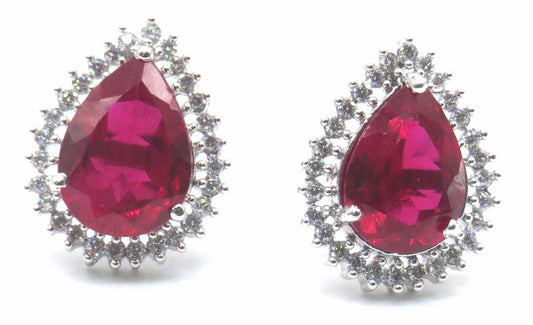 Jewelshingar Jewellery Rhodium Plating Ruby Colour Stud Earrings For Women ( 50317-eads )