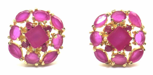 Jewelshingar Jewellery Gold Plating Ruby Colour Stud Earrings For Women ( 50386-eads )