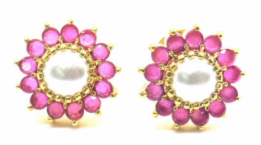 Jewelshingar Jewellery Gold Plating Ruby Colour Stud Earrings For Women ( 50421-eads )