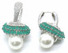 Jewelshingar Jewellery Rhodium Plating Green Colour Clip-On Earrings For Women ( 50450-eadb )