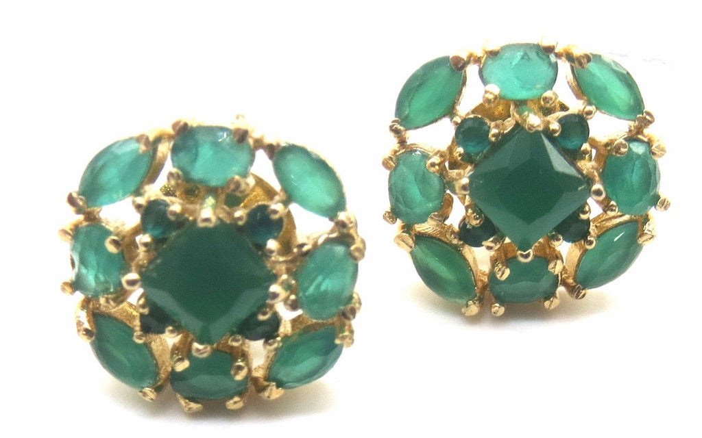 Jewelshingar Jewellery Gold Plating Green Colour Stud Earrings For Women ( 50587-eads )