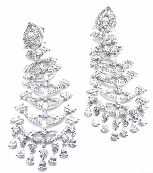 Jewelshingar Jewellery Fine Rhodium Jhumki Earrings For Women ( 51188EAD )