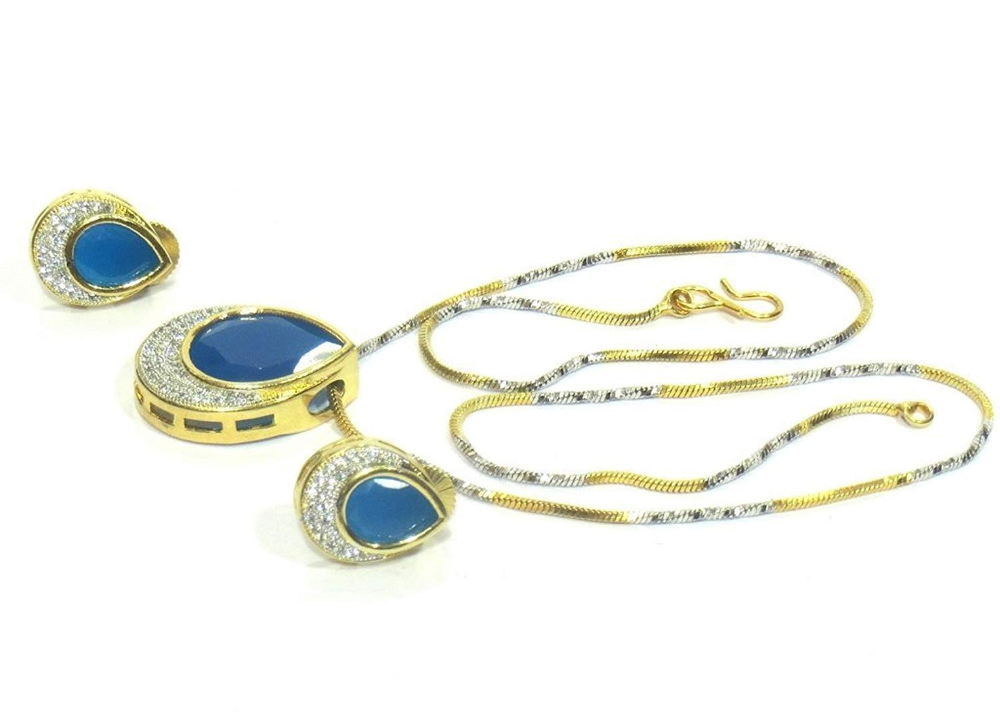 Jewelshingar Jewellery Fine Quality Pendant Set For Women ( 25792-psad-blue )