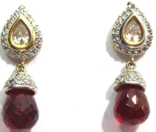 Jewelshingar Women's American Diamonds Onyx Ruby Earrings Danglers Jewellery ( 8044-ead-r-999-1 ) - JEWELSHINGAR