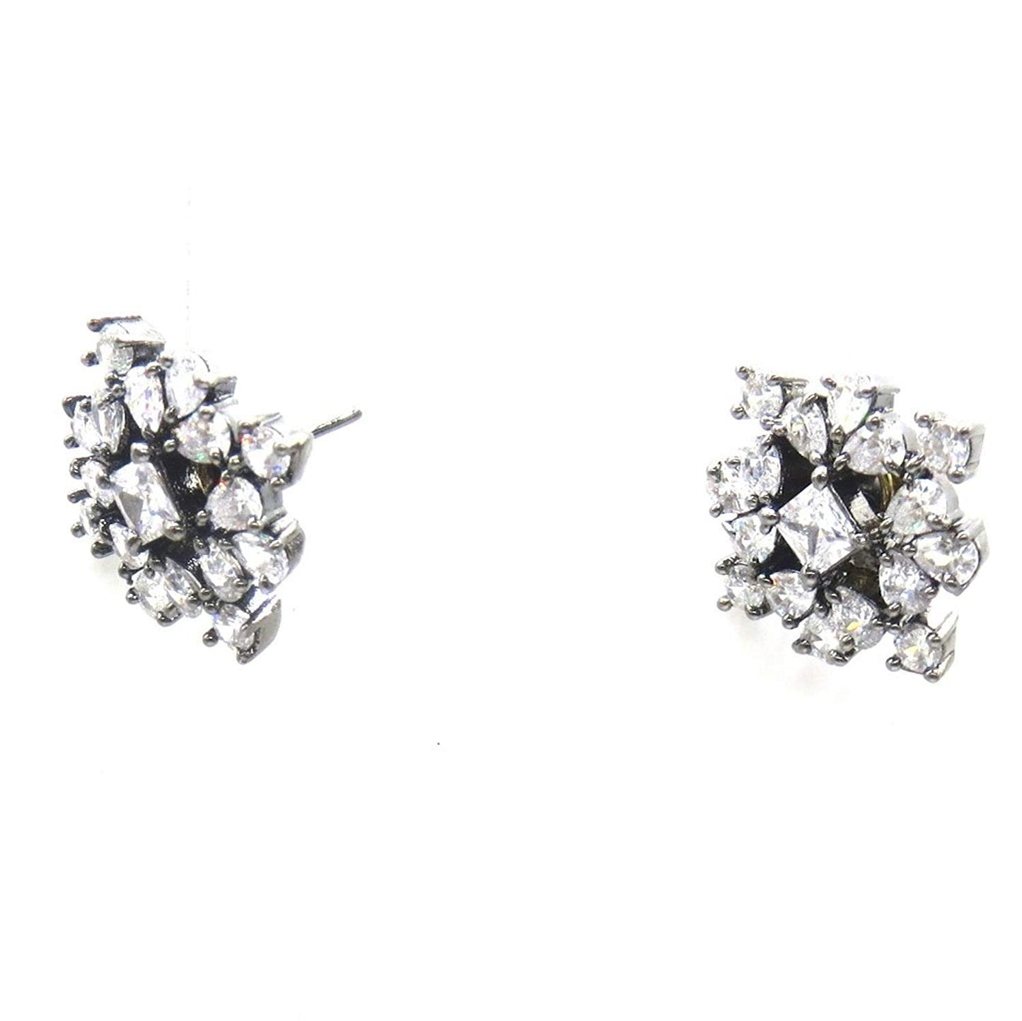 Jewelshingar Jewellery Rhodium Plated Clear Colour Earrings For Women (44580-gjt)