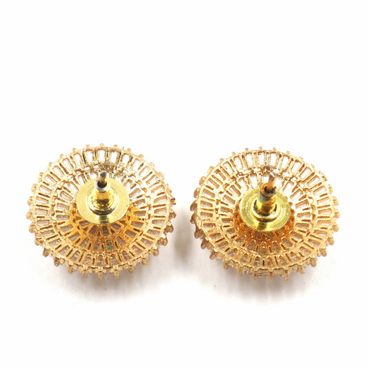 Jewelshingar Jewellery American Diamond Gold Plated Blue Colour Stud Earrings For Women ( 52491GJT )