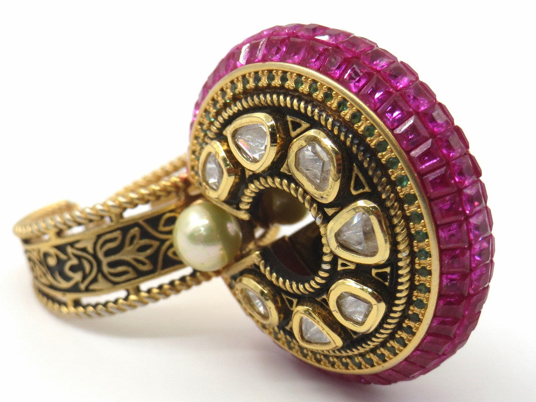 Jewelshingar Jewellery Fine Kundan Adjustable Ruby Ring ( 53486ACR )