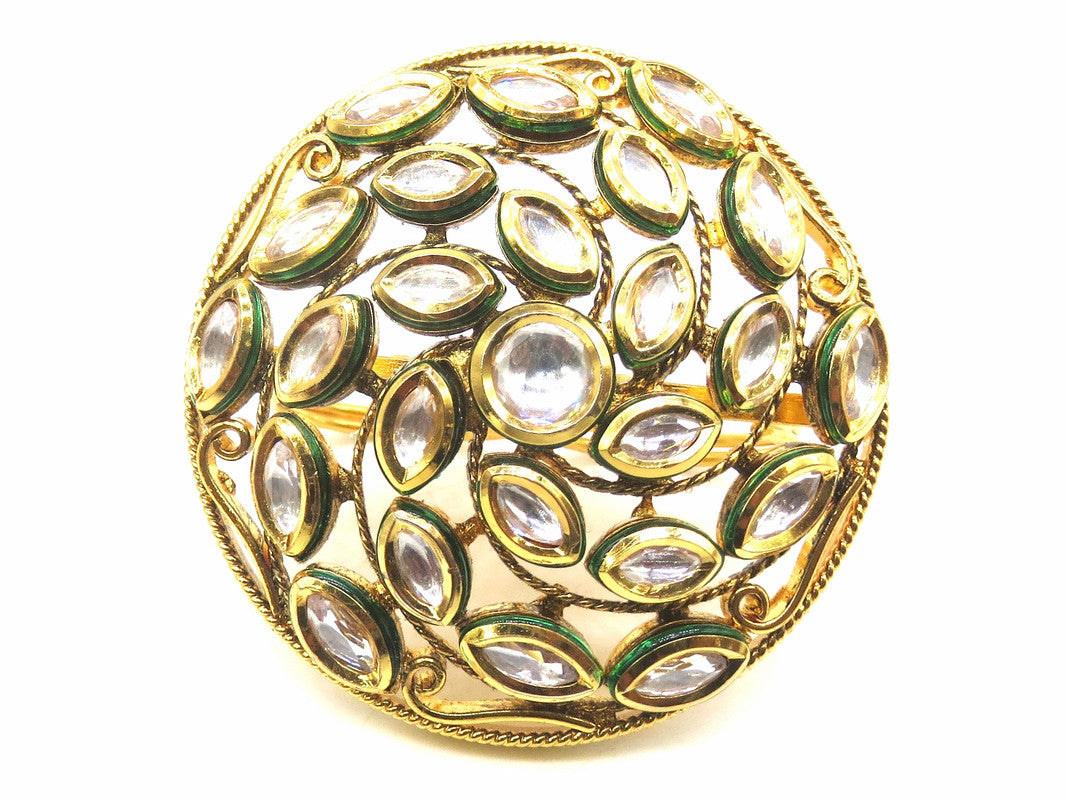 Jewelshingar Jewellery Fine Kundan Adjustable Gold Ring ( 53686ACR )