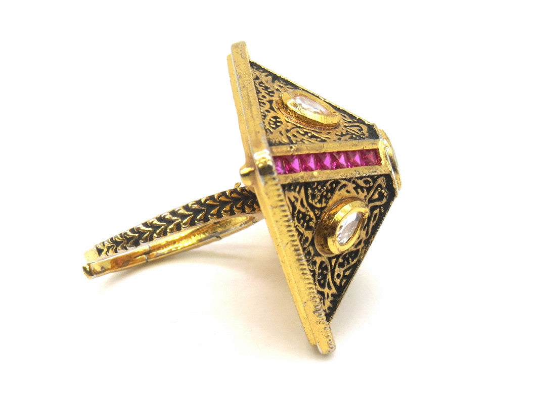 Jewelshingar Jewellery Fine Kundan Adjustable Ruby Ring ( 53723ACR )