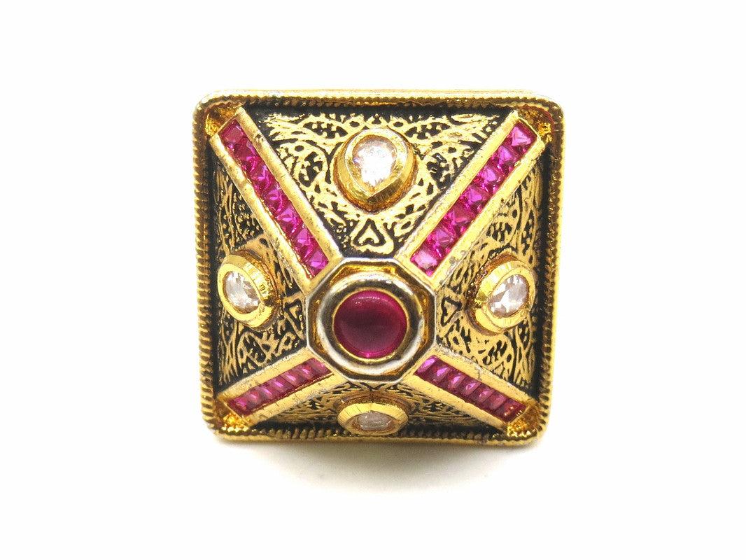 Jewelshingar Jewellery Fine Kundan Adjustable Ruby Ring ( 53723ACR )