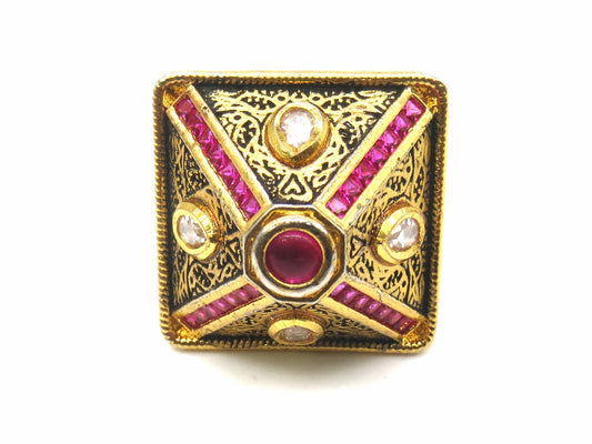 Jewelshingar Jewellery Fine Kundan Adjustable Ruby Ring ( 53723ACR )