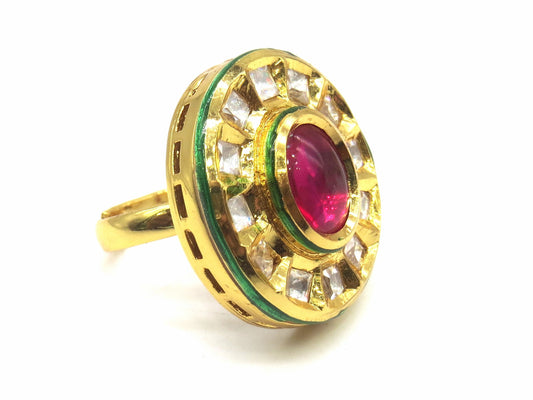 Jewelshingar Jewellery Fine Kundan Adjustable Ruby Ring ( 53756ACR )