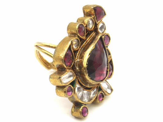 Jewelshingar Jewellery Fine Kundan Adjustable Ruby Ring ( 53759ACR )