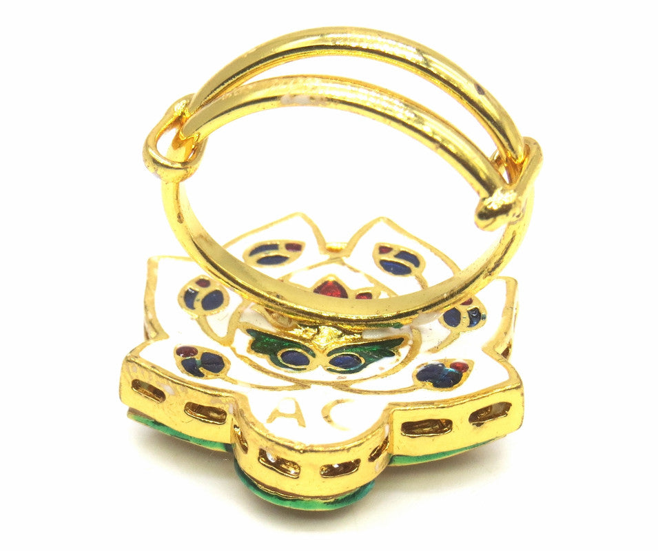 Jewelshingar Jewellery Fine Kundan Adjustable Gold Ring ( 53769ACR )