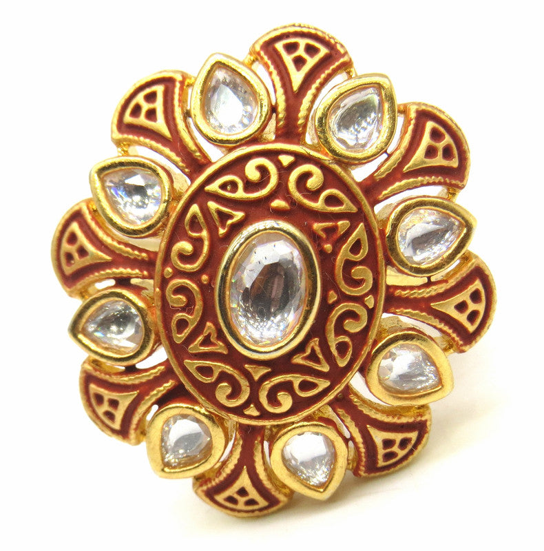 Jewelshingar Jewellery Fine Kundan Adjustable Ruby Ring ( 53775ACR )