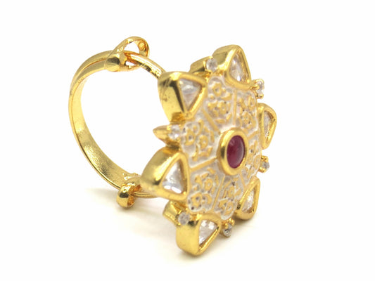 Jewelshingar Jewellery Fine Kundan Adjustable Ruby Ring ( 53778ACR )