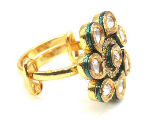 Jewelshingar Jewellery Fine Kundan Adjustable Gold Ring ( 53802ACR )