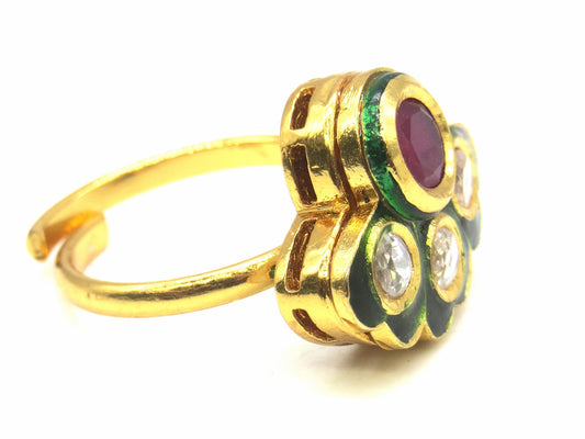 Jewelshingar Jewellery Fine Kundan Adjustable Multi Ring ( 53808ACR )