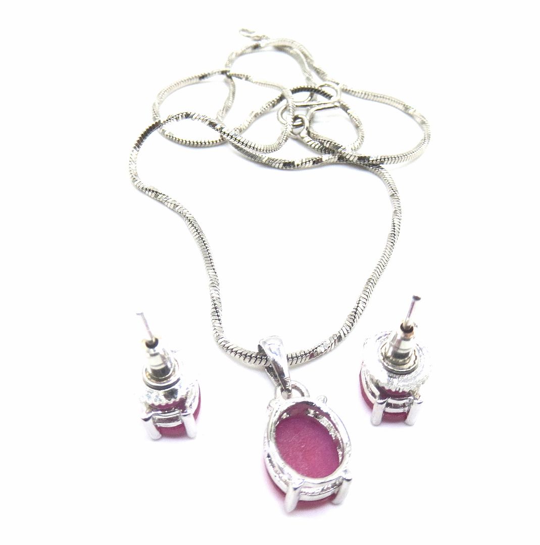 Jewelshingar Jewellery Ruby Colour Pendant Set For Women ( 54496PSD )