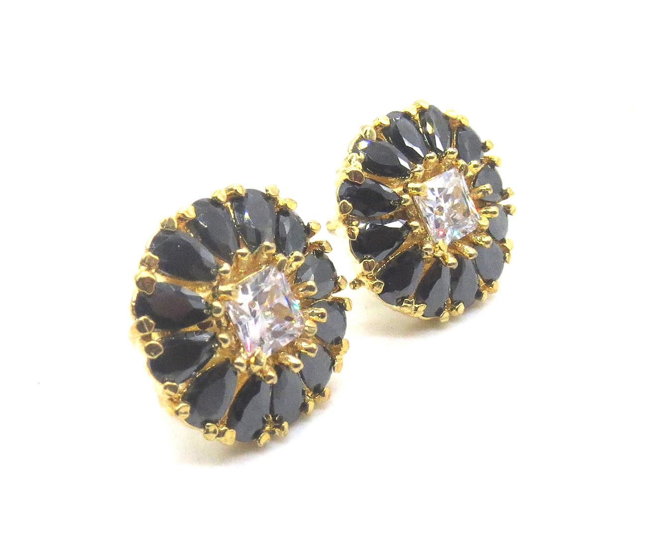 Jewelshingar Jewellery American Diamond PlatedGold Colour Stud Earrings For Women ( 55032GJT )