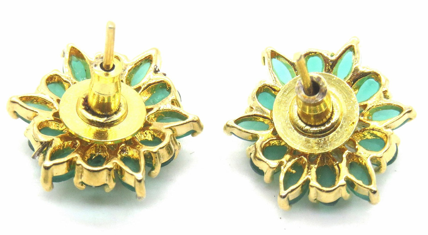 Jewelshingar Jewellery American Diamond PlatedGold Colour Stud Earrings For Women ( 55174GJT )