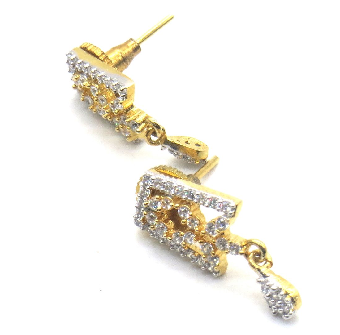 Jewelshingar Jewellery American Diamond PlatedGold Colour Stud Earrings For Women ( 55331GJT )