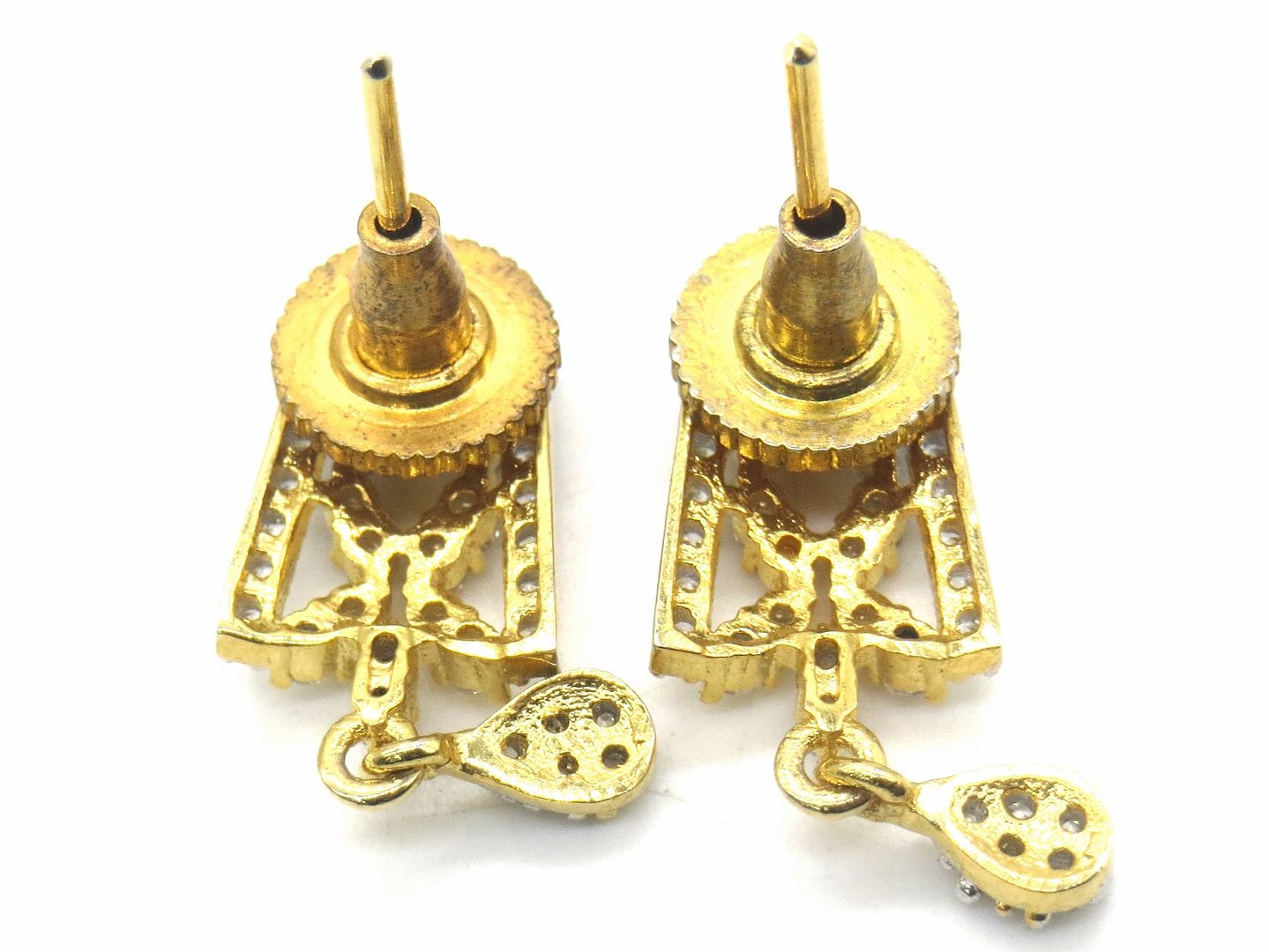 Jewelshingar Jewellery American Diamond PlatedGold Colour Stud Earrings For Women ( 55331GJT )