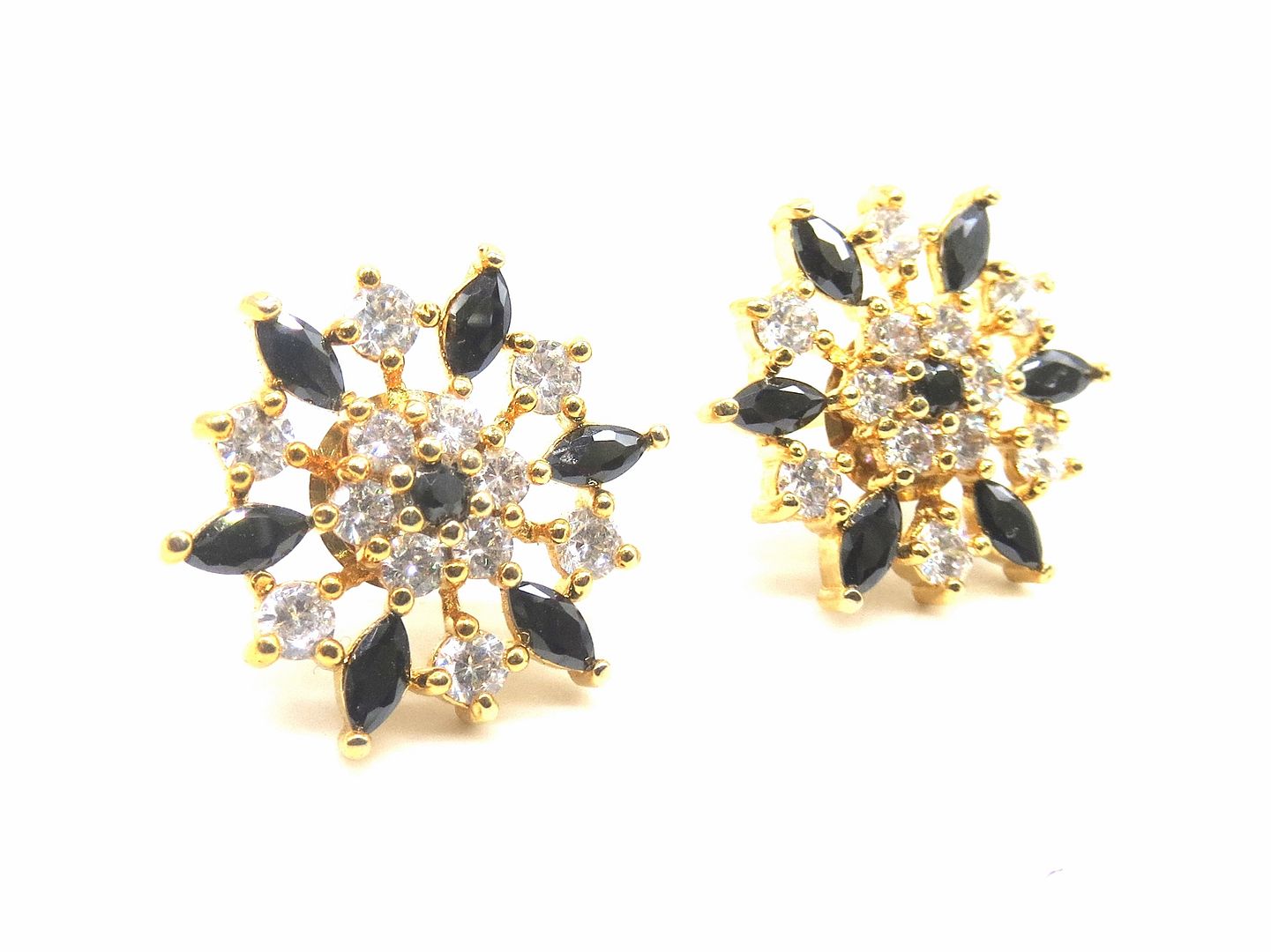 Jewelshingar Jewellery American Diamond PlatedGold Colour Stud Earrings For Women ( 55486GJT )