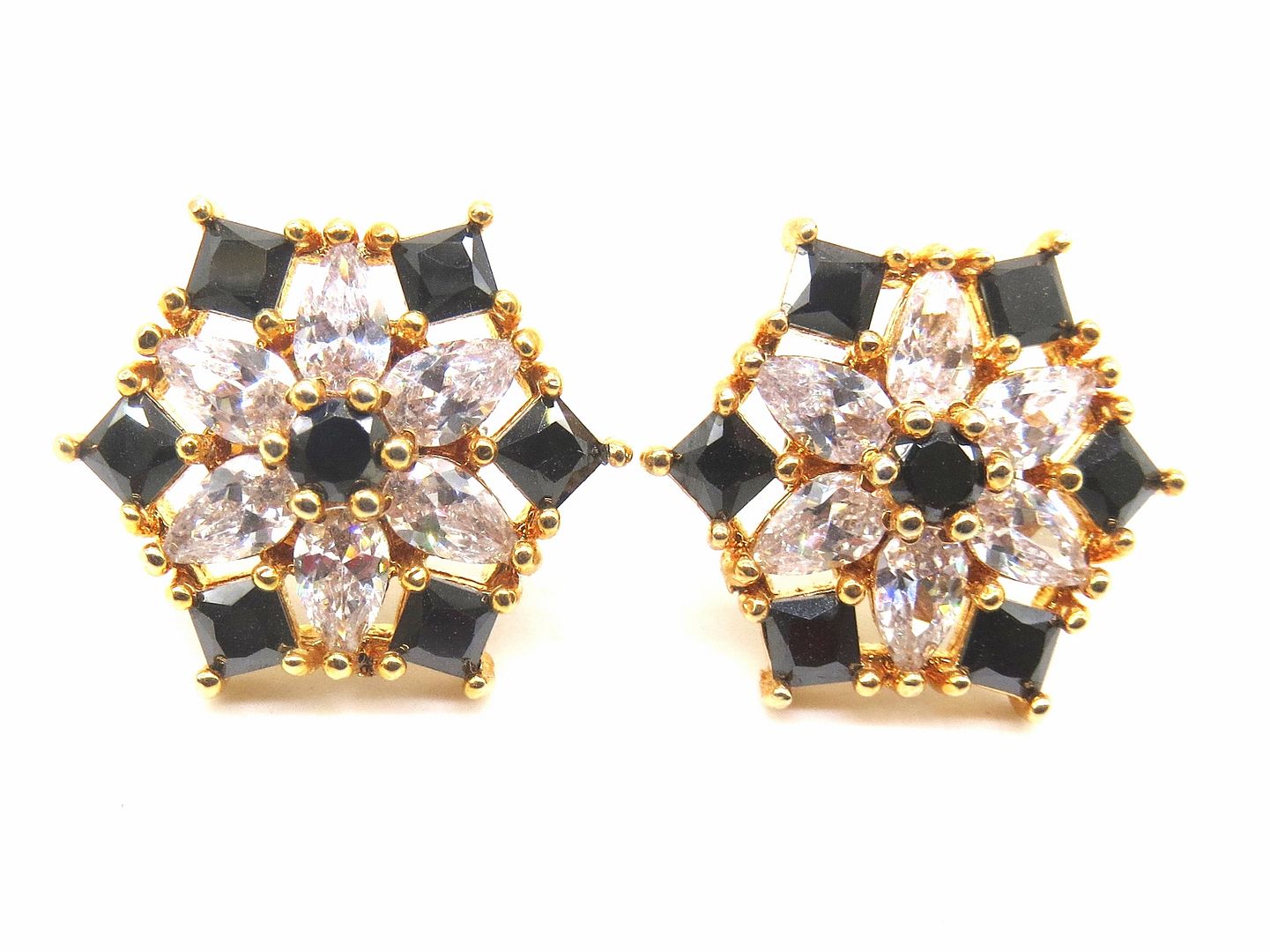 Jewelshingar Jewellery American Diamond PlatedGold Colour Stud Earrings For Women ( 55494GJT )