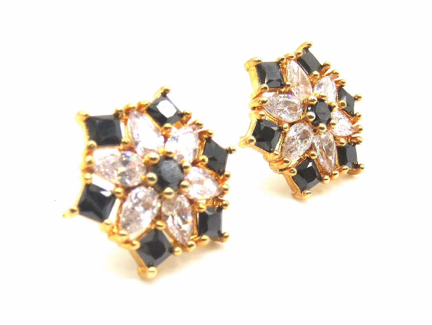 Jewelshingar Jewellery American Diamond PlatedGold Colour Stud Earrings For Women ( 55494GJT )