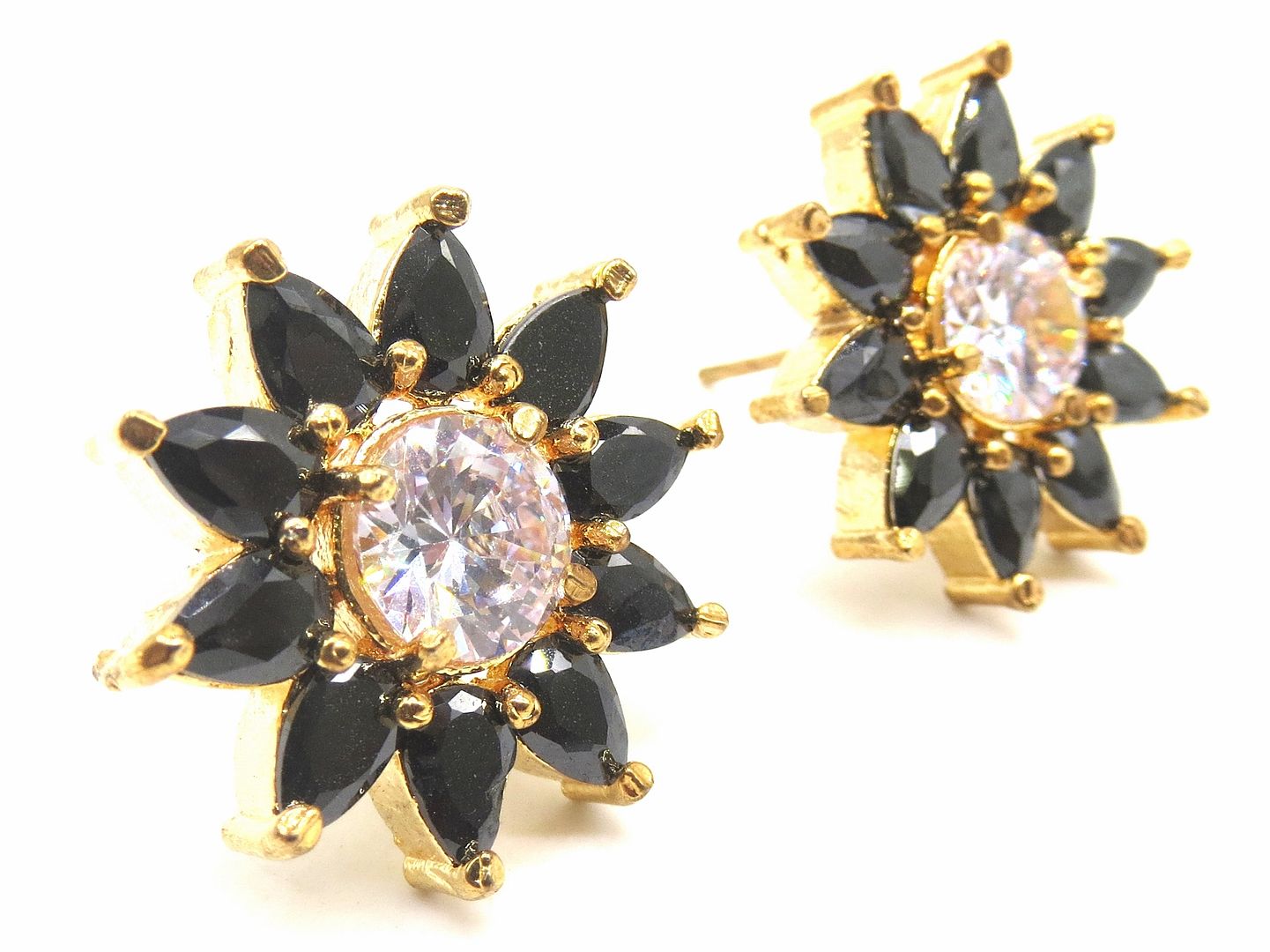 Jewelshingar Jewellery American Diamond PlatedGold Colour Stud Earrings For Women ( 55498GJT )