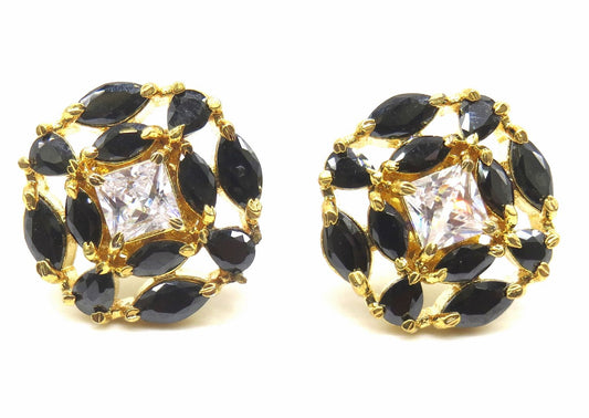 Jewelshingar Jewellery American Diamond PlatedGold Colour Stud Earrings For Women ( 55507GJT )