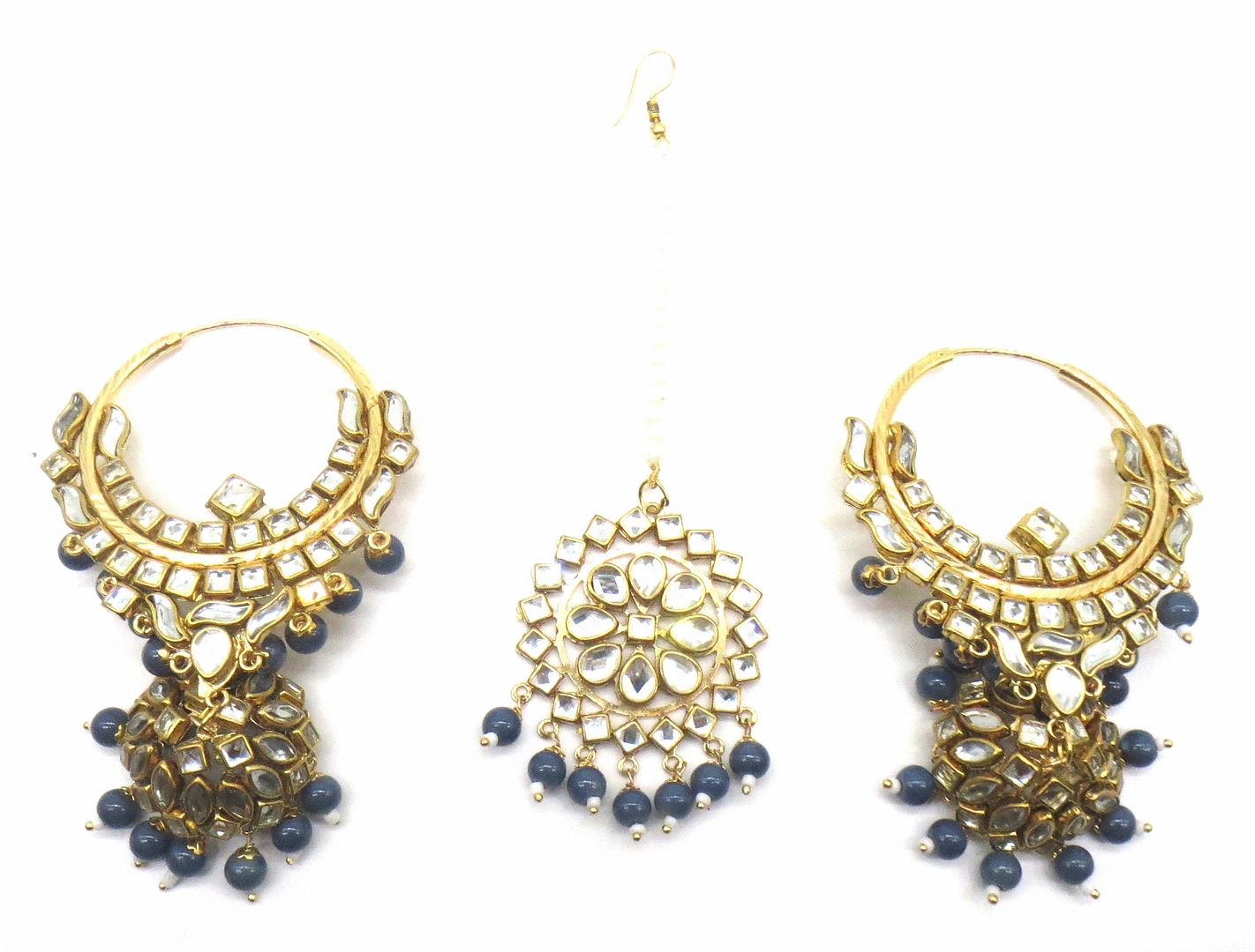 Jewelshingar Jewellery Grey Colour Maangtikka Earring For Women ( 55801MES )