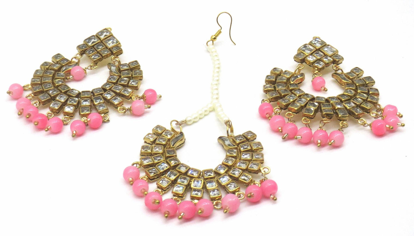 Jewelshingar Jewellery Red Colour Maangtikka Earring For Women ( 55857MES )