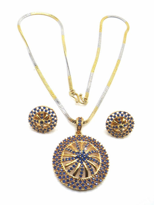 Jewelshingar Jewellery Blue Colour Pendant Set For Women ( 56170PSD )