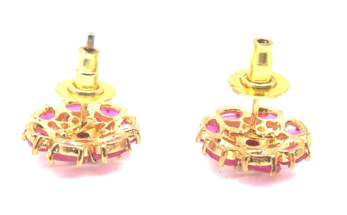 Jewelshingar Jewellery Gold Silver Plated Red Colour Earrings For Women ( 56350GJT )