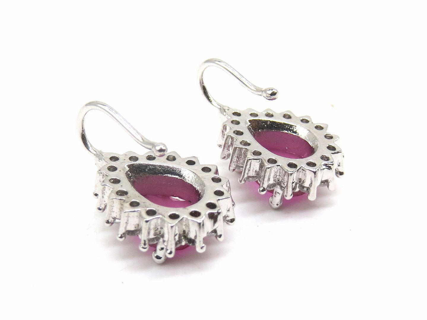 Jewelshingar Jewellery Rhodium Plated Red Colour Earrings For Women ( 56387EAL )