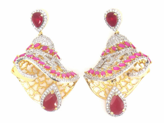 Jewelshingar Jewellery Gold Plated Pink Colour Earrings For Women ( 57057EAJ )