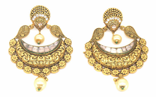 Jewelshingar Jewellery Gold Plated Clear Colour Earrings For Women ( 57073PED )