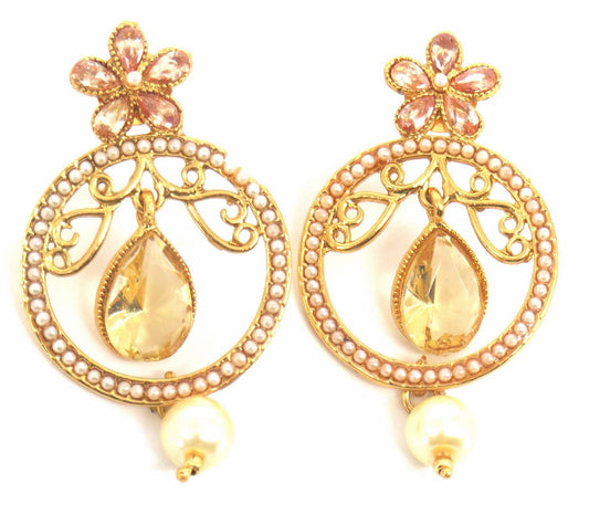 Jewelshingar Jewellery Gold Plated Gold Colour Earrings For Women ( 57111PED )