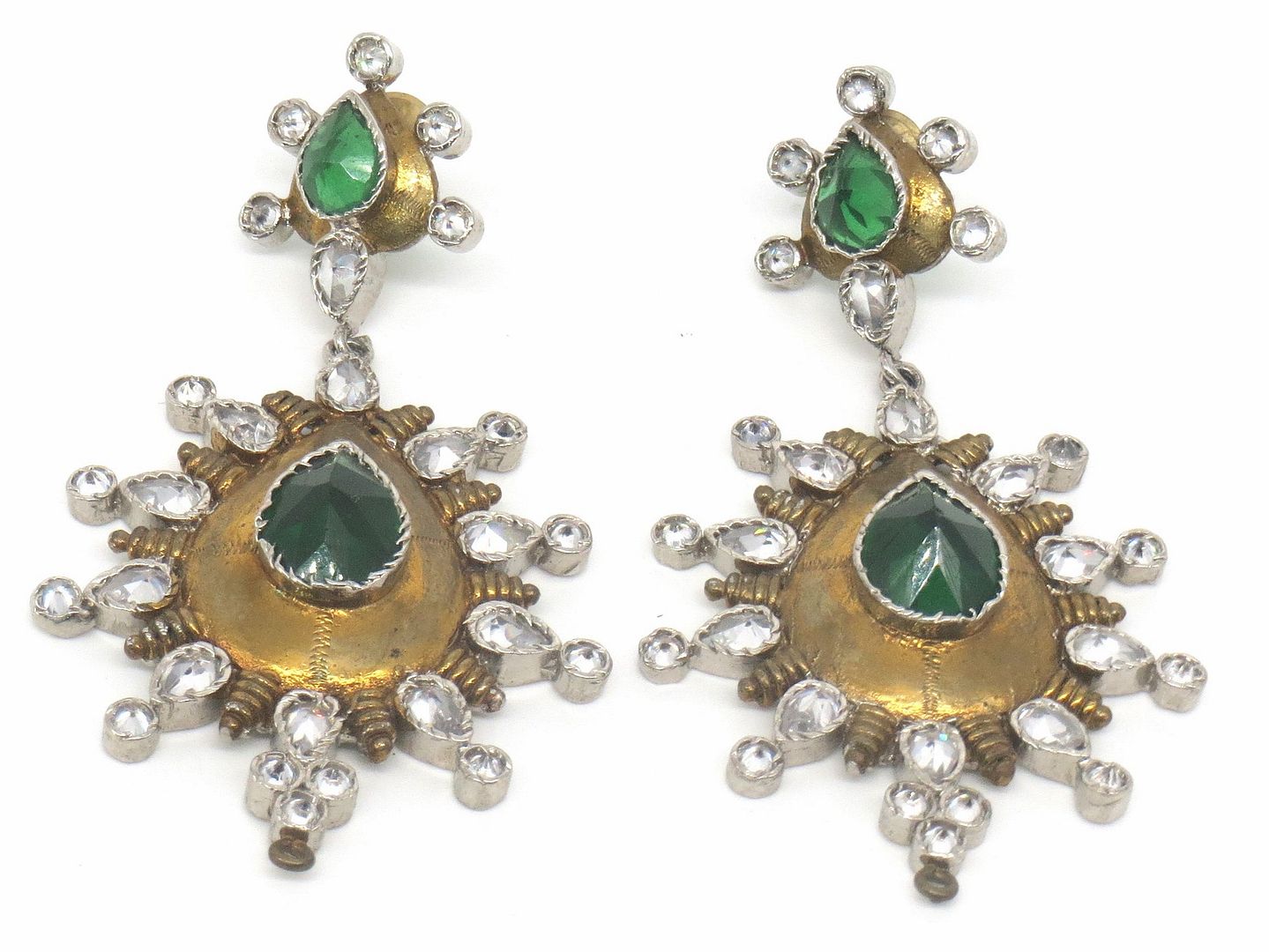 Jewelshingar Jewellery Silver Plated Green Colour Earrings For Women ( 57172EAD )